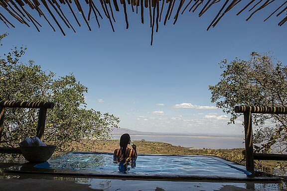 Pool overlooking Lake Manyara